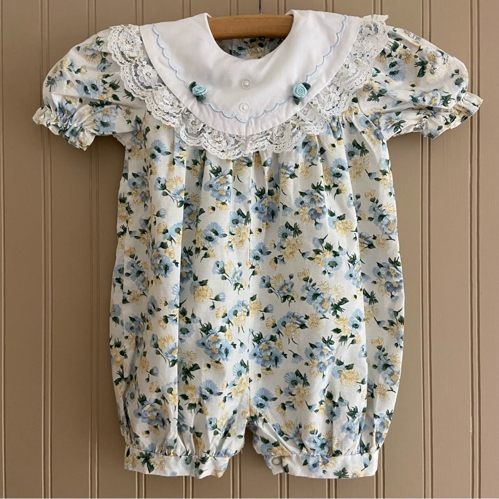 Vintage Girls Floral Romper Size 18 Months Excellent Preowned Condition